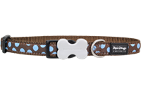 Red Dingo - Halsbånd - brun med blå Spots S