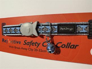 Red Dingo - Smart reflekshalsbånd til katte LYSBLÅ M/FISK